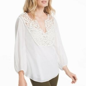 White House Black Market Lace Long Sleeve Blouse